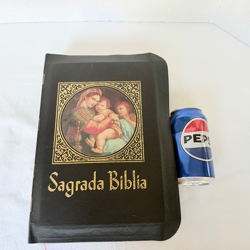 Libros Basicos Sagrada Biblia Spanish Family Bible Black Gold 1974 Good Catholic - Picture 3 of 16